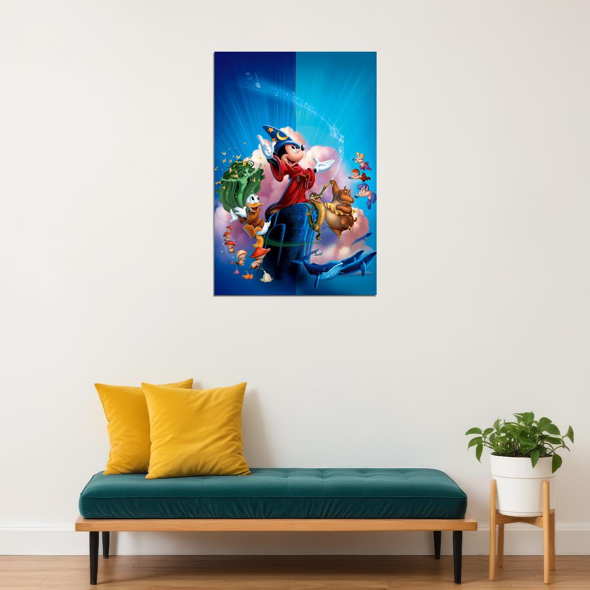 Micky Mouse In Fantasia Animation Poster Wall Art Print Home Wall Decor