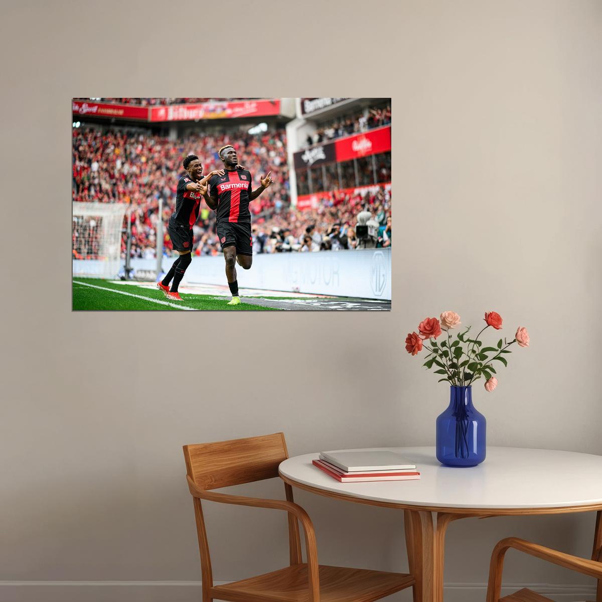 Leverkusen Victor Boniface And Nathan Tella Champions Poster Wall Art Print Home Wall Decor - xonomax