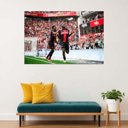 Leverkusen Victor Boniface And Nathan Tella Champions Poster Wall Art Print Home Wall Decor - xonomax