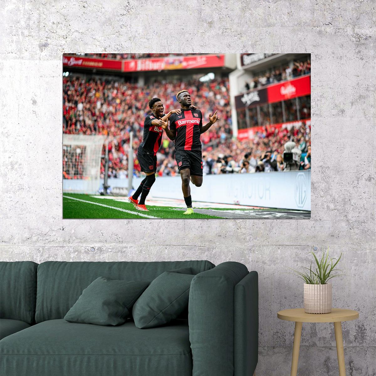 Leverkusen Victor Boniface And Nathan Tella Champions Poster Wall Art Print Home Wall Decor - xonomax