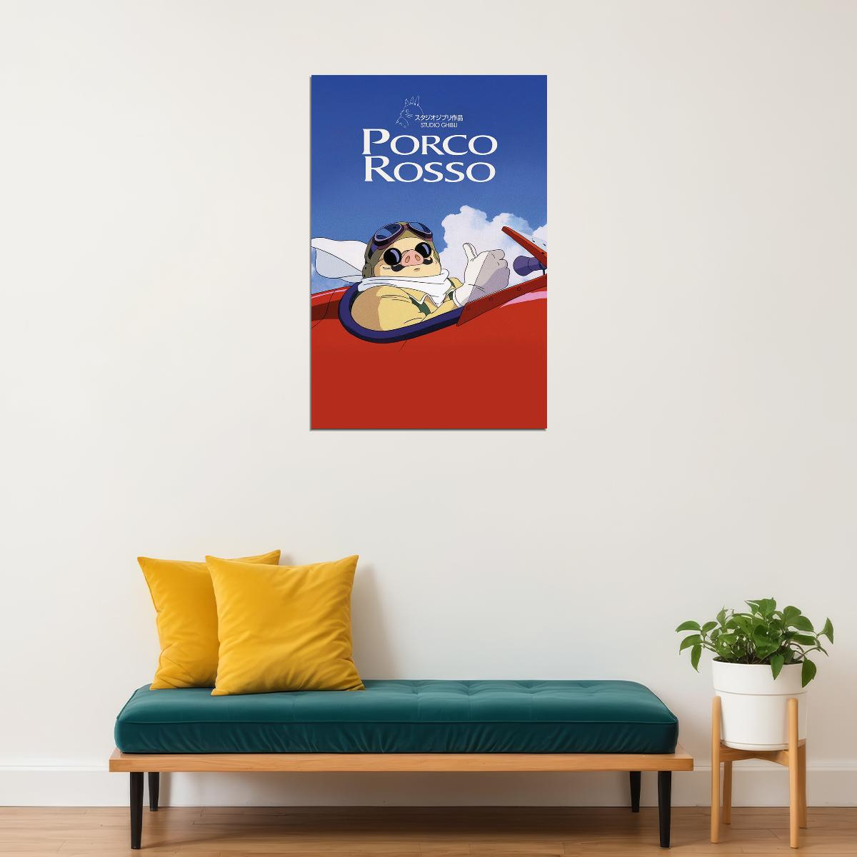 Porco Rosso Adventure Comedy Fantasy Film Movie Poster Wall Art Print Home Wall Decor - xonomax
