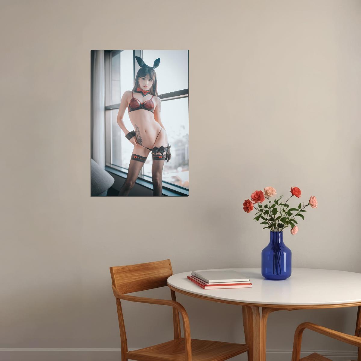 Kawaii Asian Woman Tattoo Hot Girl Beautiful Model Poster Wall Art Print Home Wall Decor - xonomax