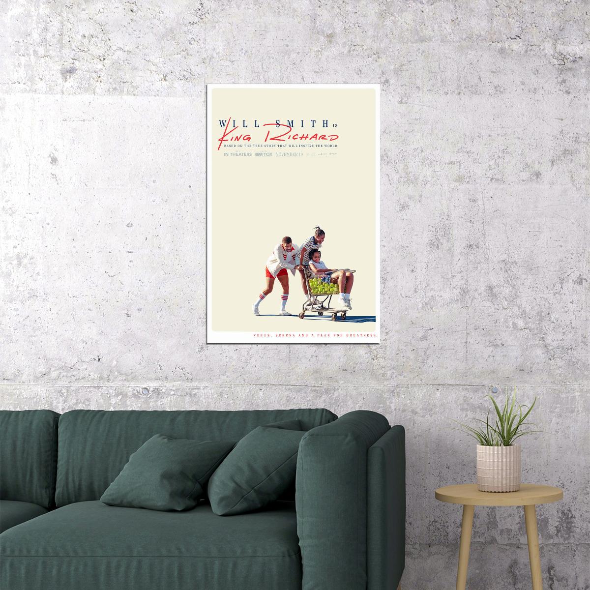 King Richard Biography Drama Sports Cinema Movie Poster Wall Art Print Home Wall Decor - xonomax