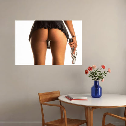 Cool Woman Gun Hot Girl Beauty Woman Body Model Skirt Poster Wall Art Print Home Wall Decor - xonomax