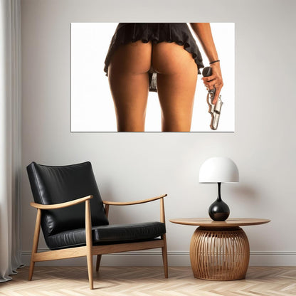 Cool Woman Gun Hot Girl Beauty Woman Body Model Skirt Poster Wall Art Print Home Wall Decor - xonomax