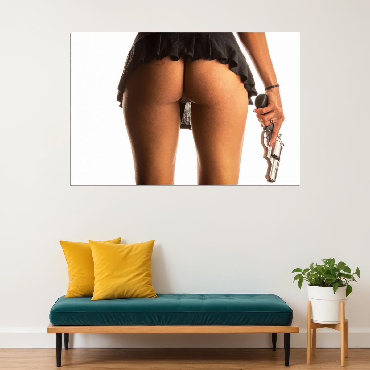 Cool Woman Gun Hot Girl Beauty Woman Body Model Skirt Poster Wall Art Print Home Wall Decor - xonomax