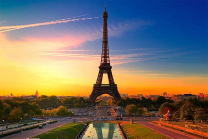 Morning Sunrise Paris Eiffel Tower Landscape France Poster Wall Art Print Home Wall Decor - xonomax