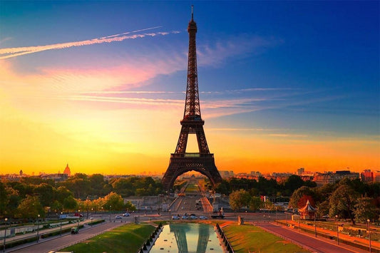 Morning Sunrise Paris Eiffel Tower Landscape France Poster Wall Art Print Home Wall Decor - xonomax