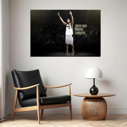 Dirk Nowitzki Conquer Motivational Basketball Player Poster Wall Art Print Home Wall Decor - xonomax