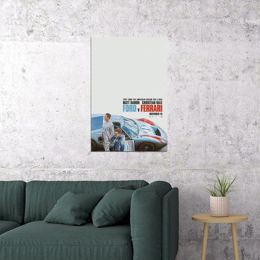 Ford V Ferrari Movie Christian Bale Car Action Poster Wall Art Print Home Wall Decor - xonomax
