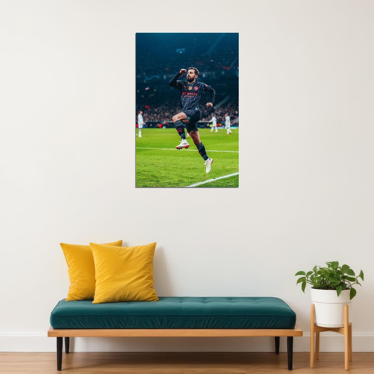 Bernardo Silva Manchester City Football Soccer Athlete Poster Wall Art Print Home Wall Decor - xonomax