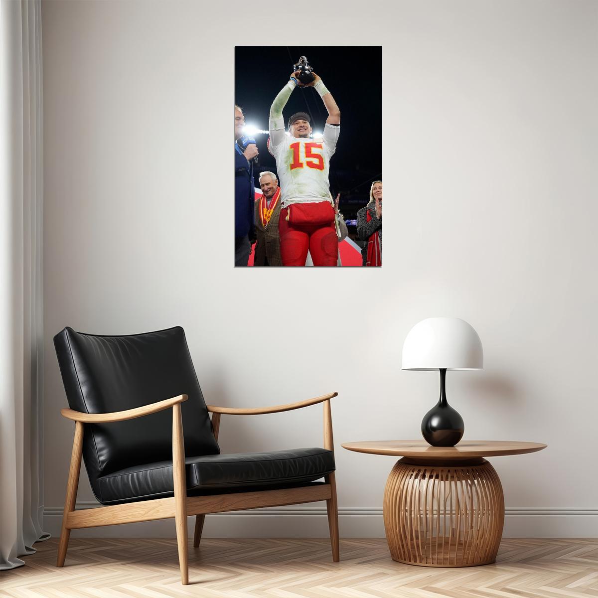 Mahomes Lifting Trophy Kansas Playoff Conference Champions Game Poster Wall Art Print Home Wall Decor - xonomax