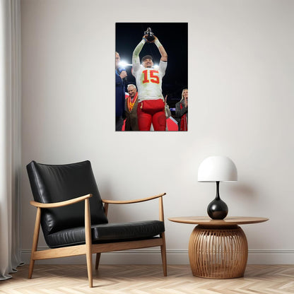 Mahomes Lifting Trophy Kansas Playoff Conference Champions Game Poster Wall Art Print Home Wall Decor - xonomax