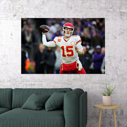 Mahomes Kansas Baltimore Touchdown Pass Quarterback Playoff Poster Wall Art Print Home Wall Decor - xonomax