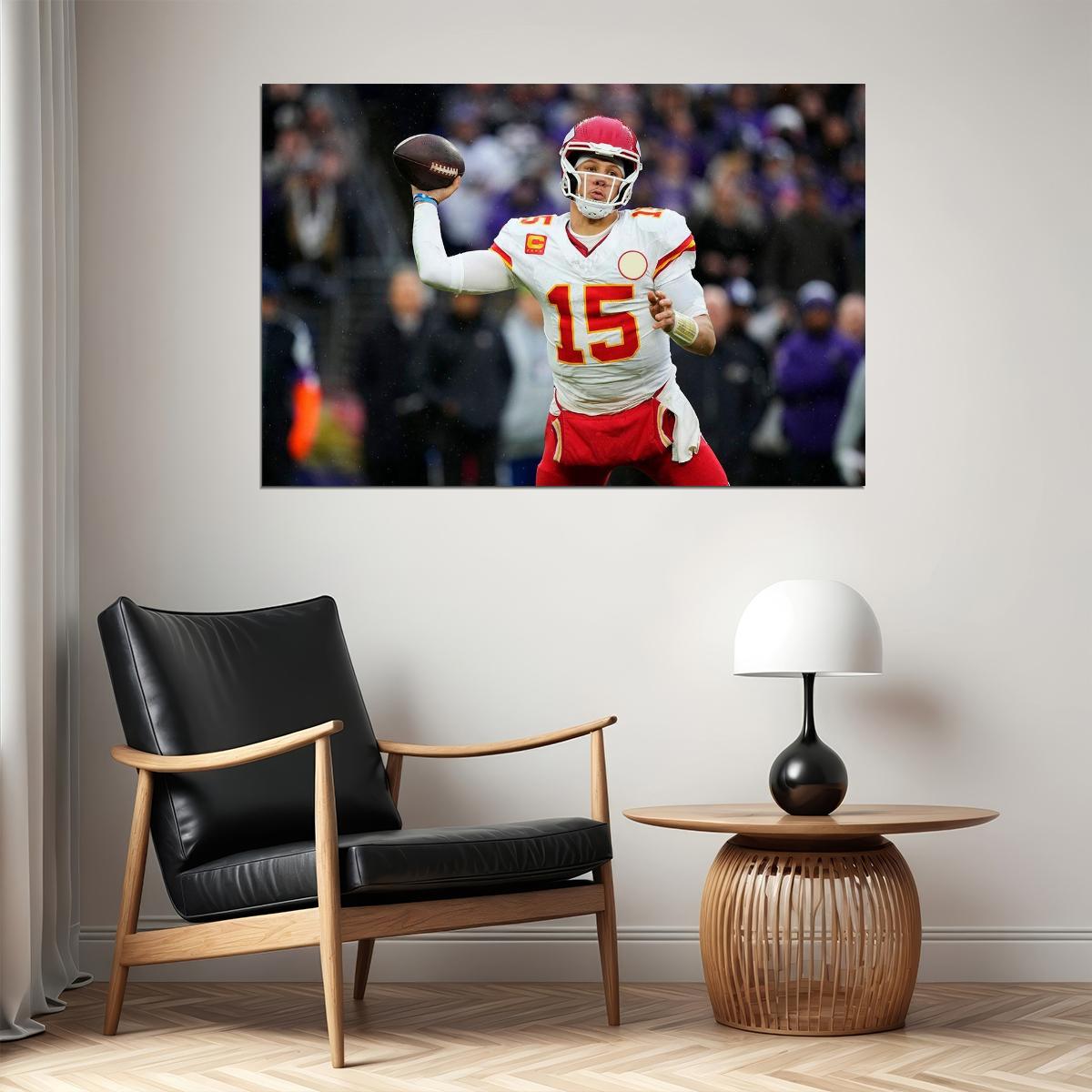 Mahomes Kansas Baltimore Touchdown Pass Quarterback Playoff Poster Wall Art Print Home Wall Decor - xonomax