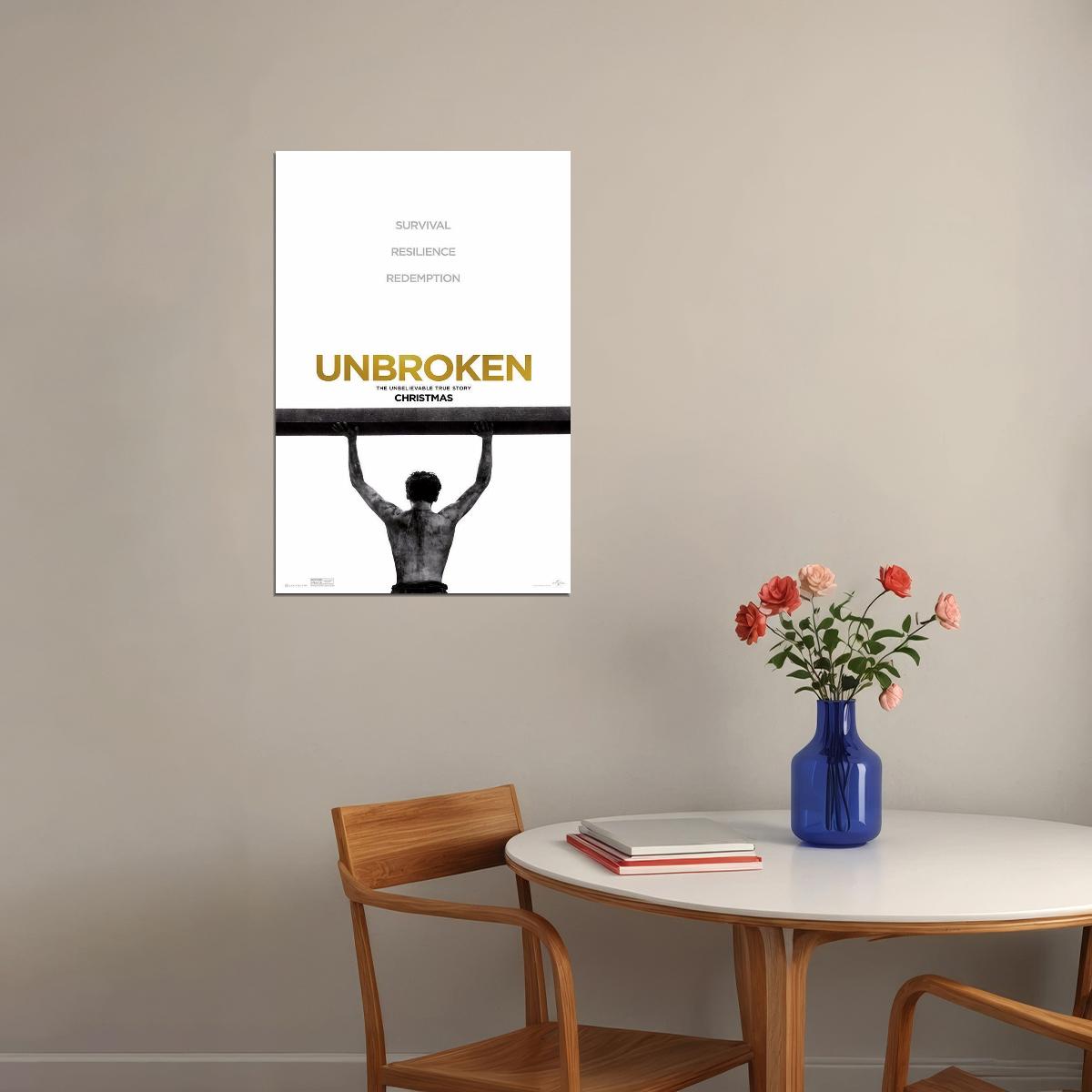 Unbroken Biography Drama Classic Movie Cinema Film Poster Wall Art Print Home Wall Decor