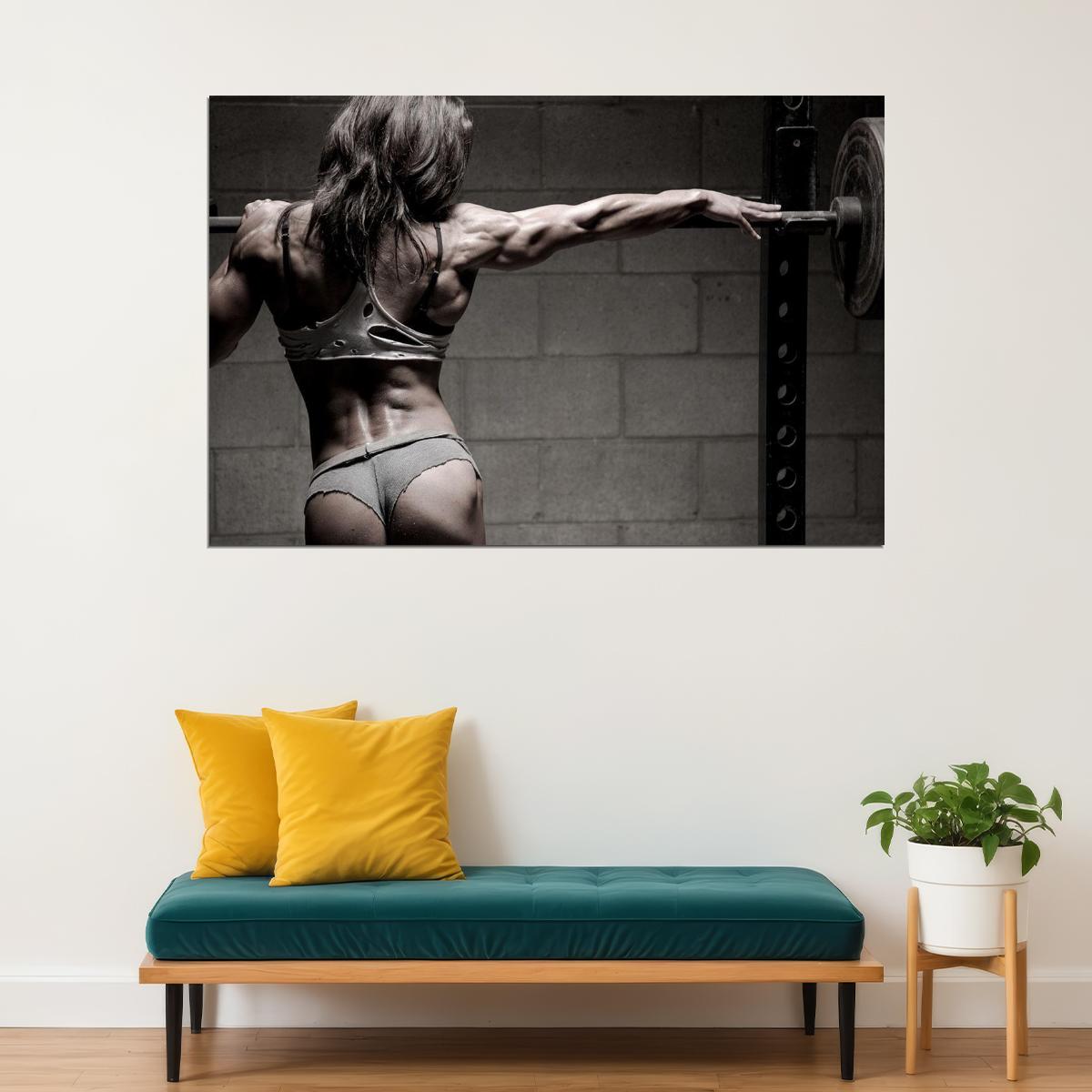 Bodybuilding Sport Muscular Woman Motivational Saying Poster Wall Art Print Home Wall Decor - xonomax
