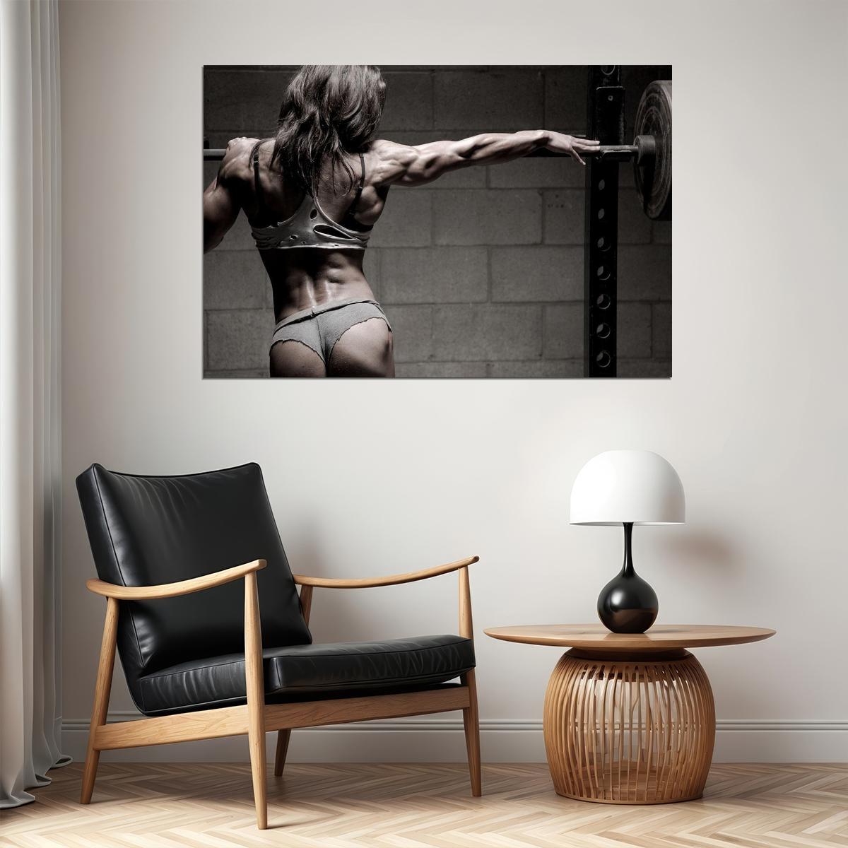 Bodybuilding Sport Muscular Woman Motivational Saying Poster Wall Art Print Home Wall Decor - xonomax