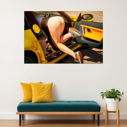 Sexy Hot Girl Supercar Model Girl Beauty Woman Poster Wall Art Print Home Wall Decor - xonomax