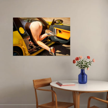 Sexy Hot Girl Supercar Model Girl Beauty Woman Poster Wall Art Print Home Wall Decor - xonomax