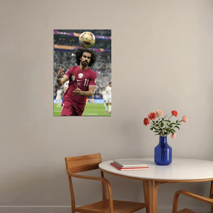 Akram Afif Qatar National Team Player Asian Champions Poster Wall Art Print Home Wall Decor - xonomax