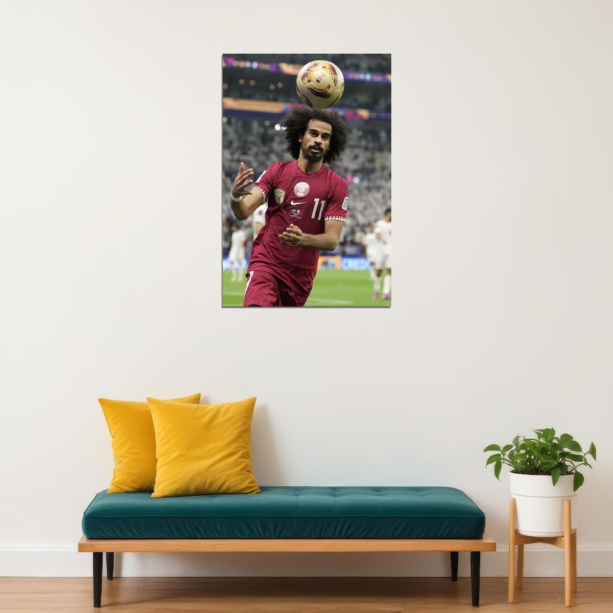 Akram Afif Qatar National Team Player Asian Champions Poster Wall Art Print Home Wall Decor - xonomax
