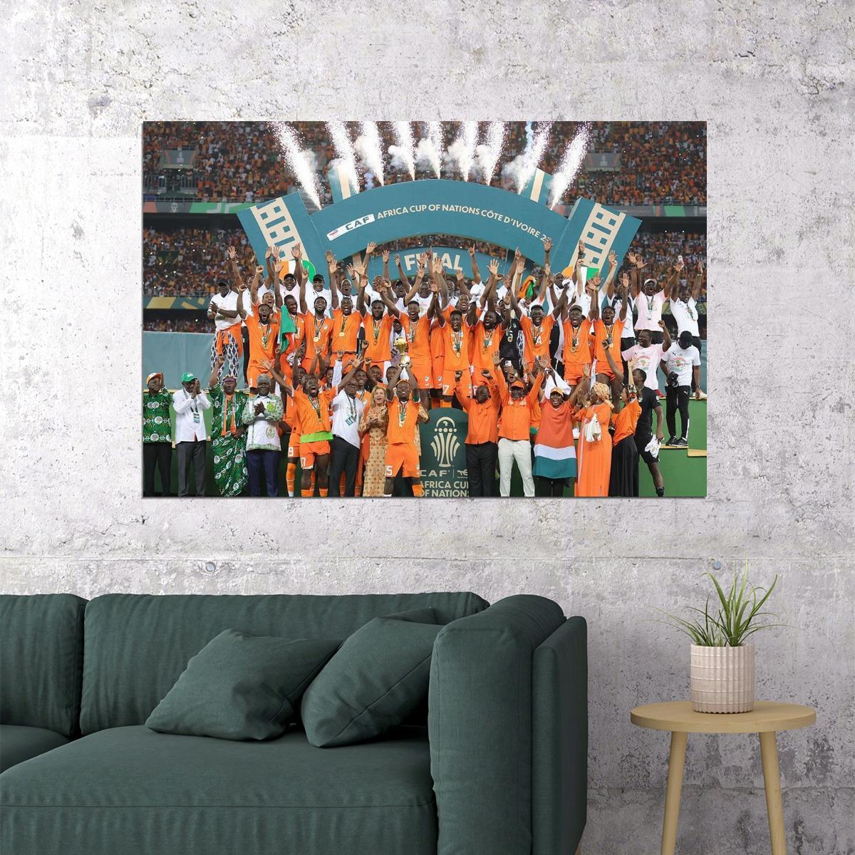 Ivory Coast Africa Nations Football Team Champions Poster Wall Art Print Home Wall Decor - xonomax