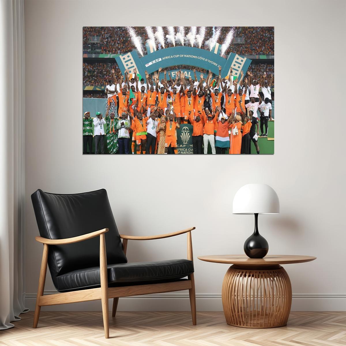 Ivory Coast Africa Nations Football Team Champions Poster Wall Art Print Home Wall Decor - xonomax