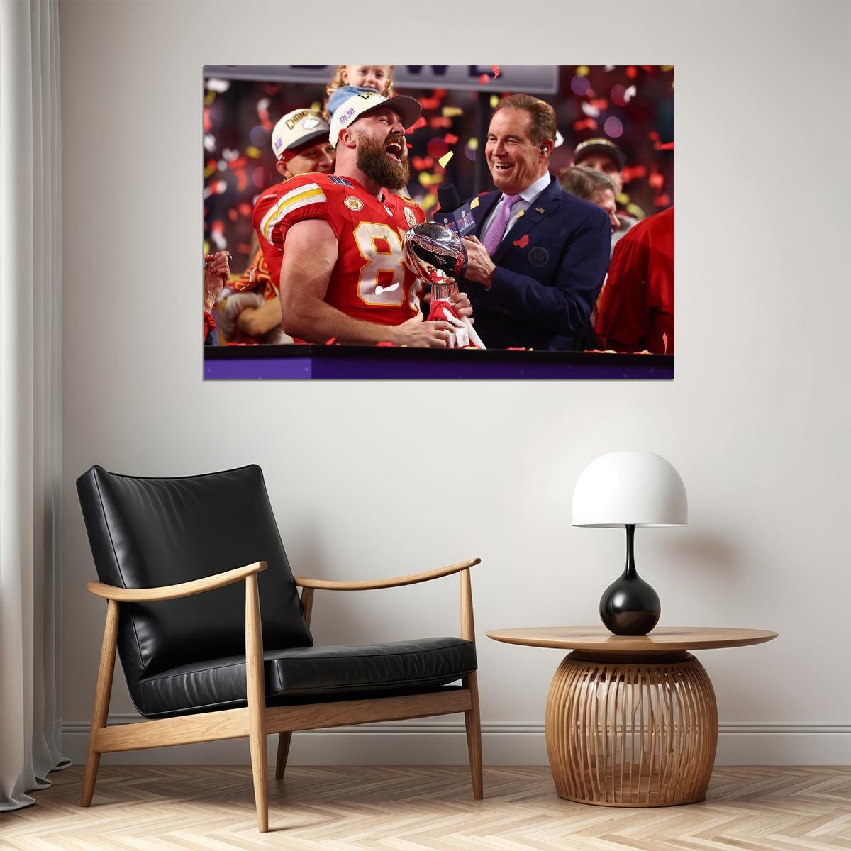 Kansas City Chiefs Champions Travis Kelce Athlete Sport Poster Wall Art Print Home Wall Decor - xonomax