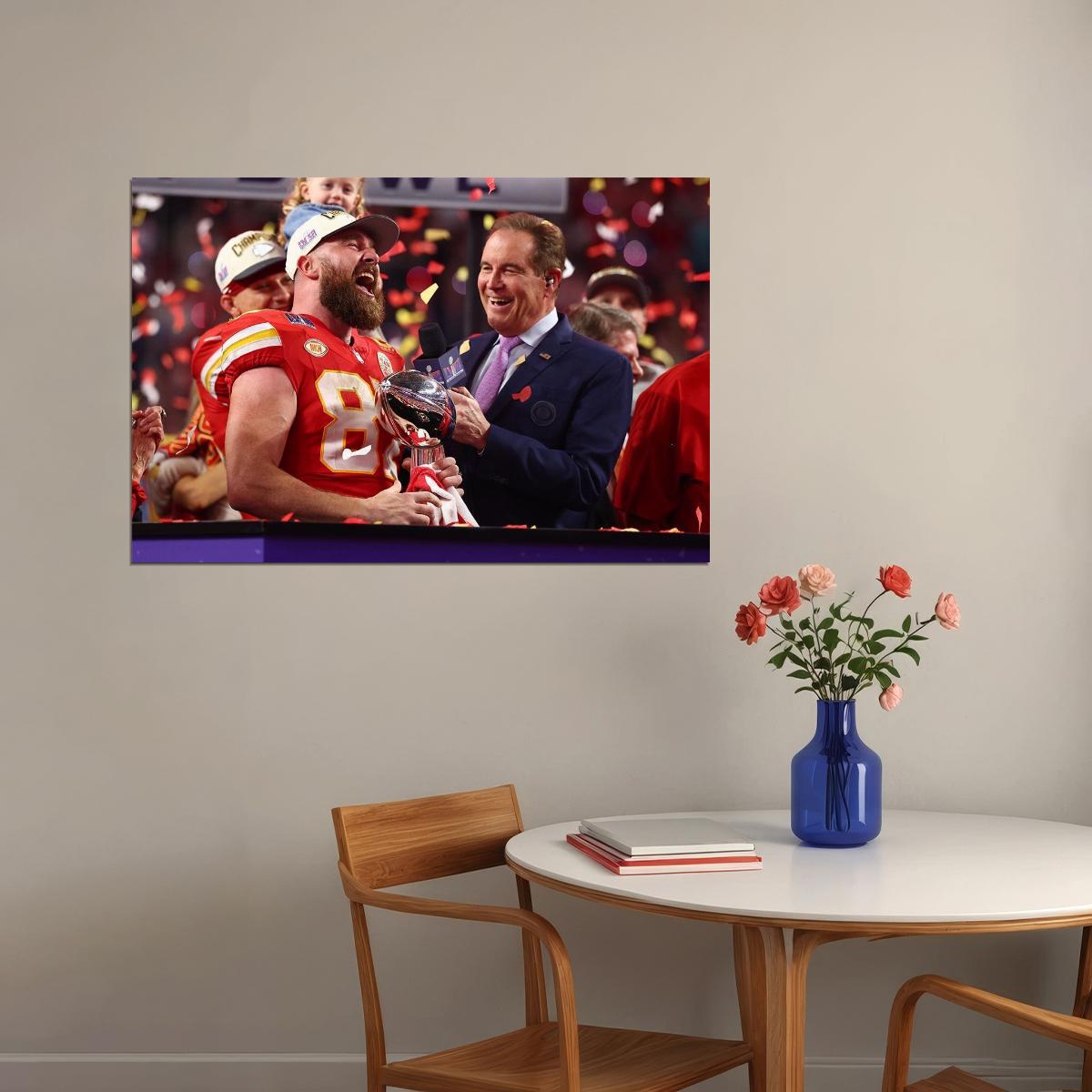 Kansas City Chiefs Champions Travis Kelce Athlete Sport Poster Wall Art Print Home Wall Decor - xonomax