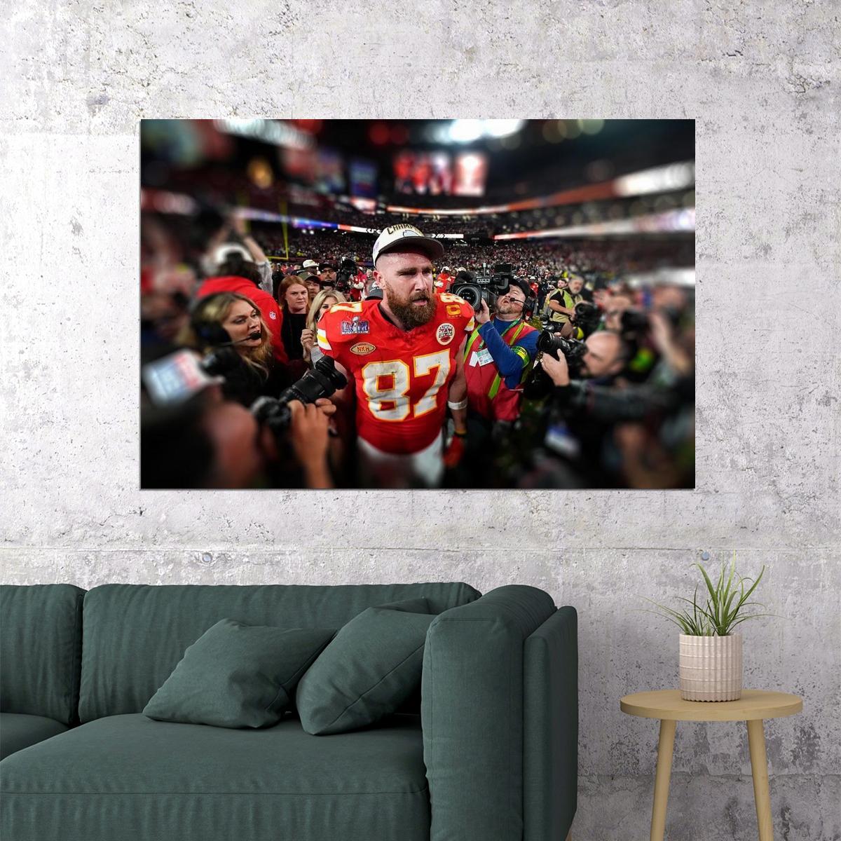 Kansas City Chiefs Champions Travis Kelce Football Sport Poster Wall Art Print Home Wall Decor - xonomax