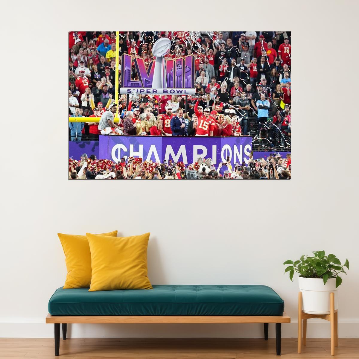 Kansas City Chiefs Football Champions Celebration Football Poster Wall Art Print Home Wall Decor - xonomax