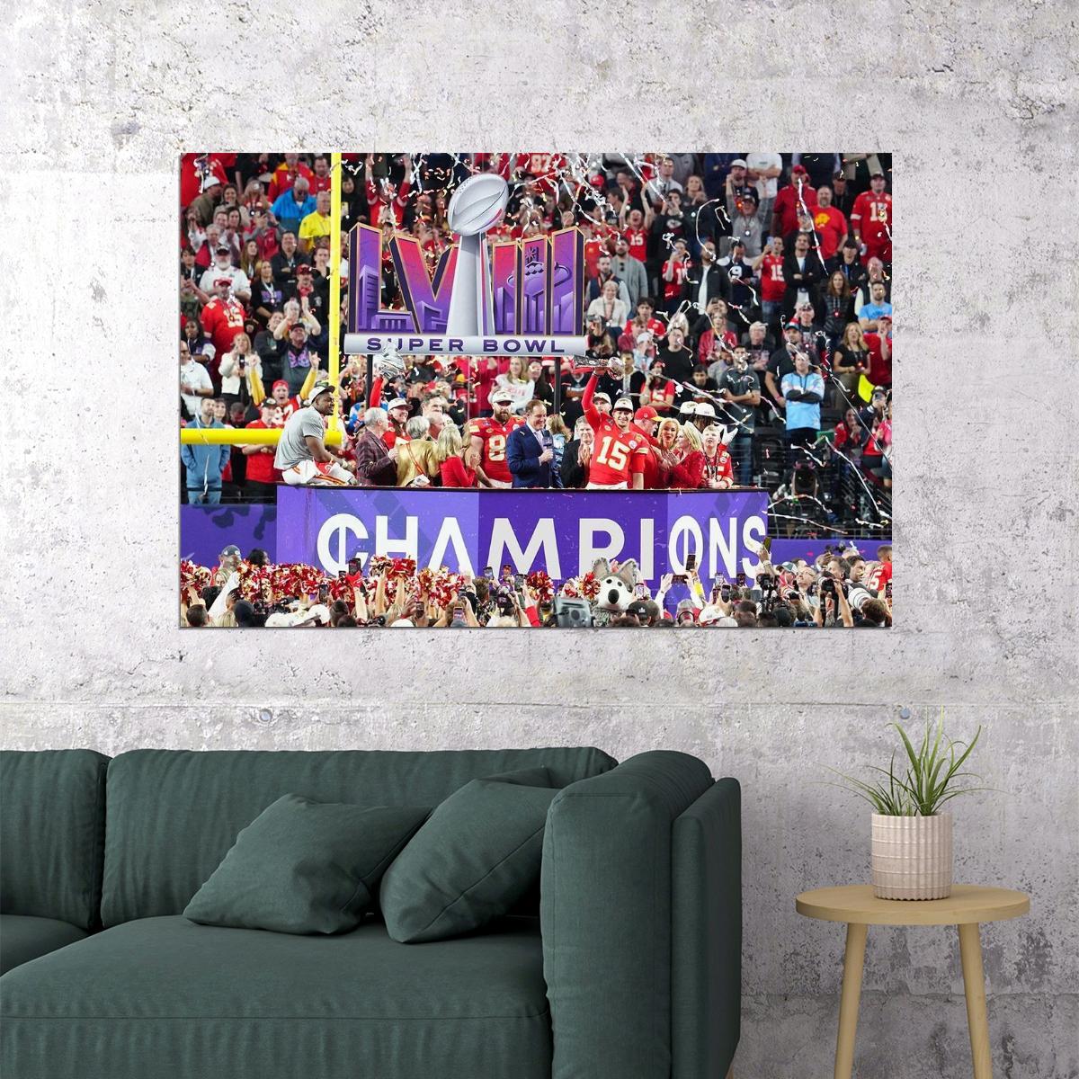 Kansas City Chiefs Football Champions Celebration Football Poster Wall Art Print Home Wall Decor - xonomax