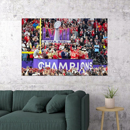Kansas City Chiefs Football Champions Celebration Football Poster Wall Art Print Home Wall Decor - xonomax