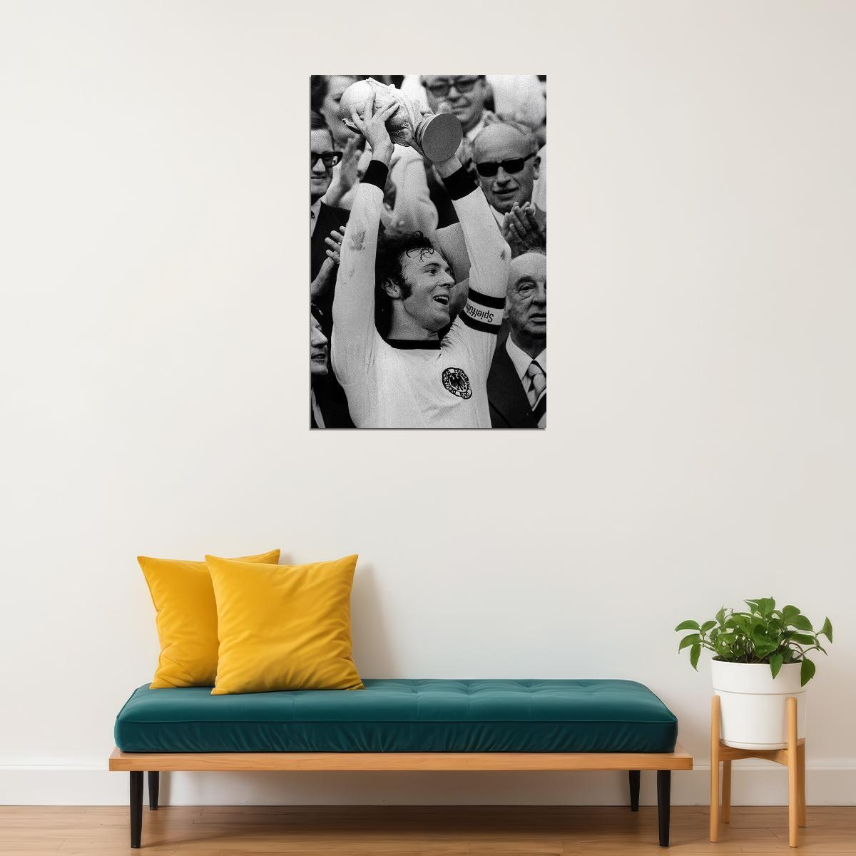 Franz Beckenbauer German Legend Lifting Cup Rip Sport Gift Poster Wall Art Print Home Wall Decor - xonomax