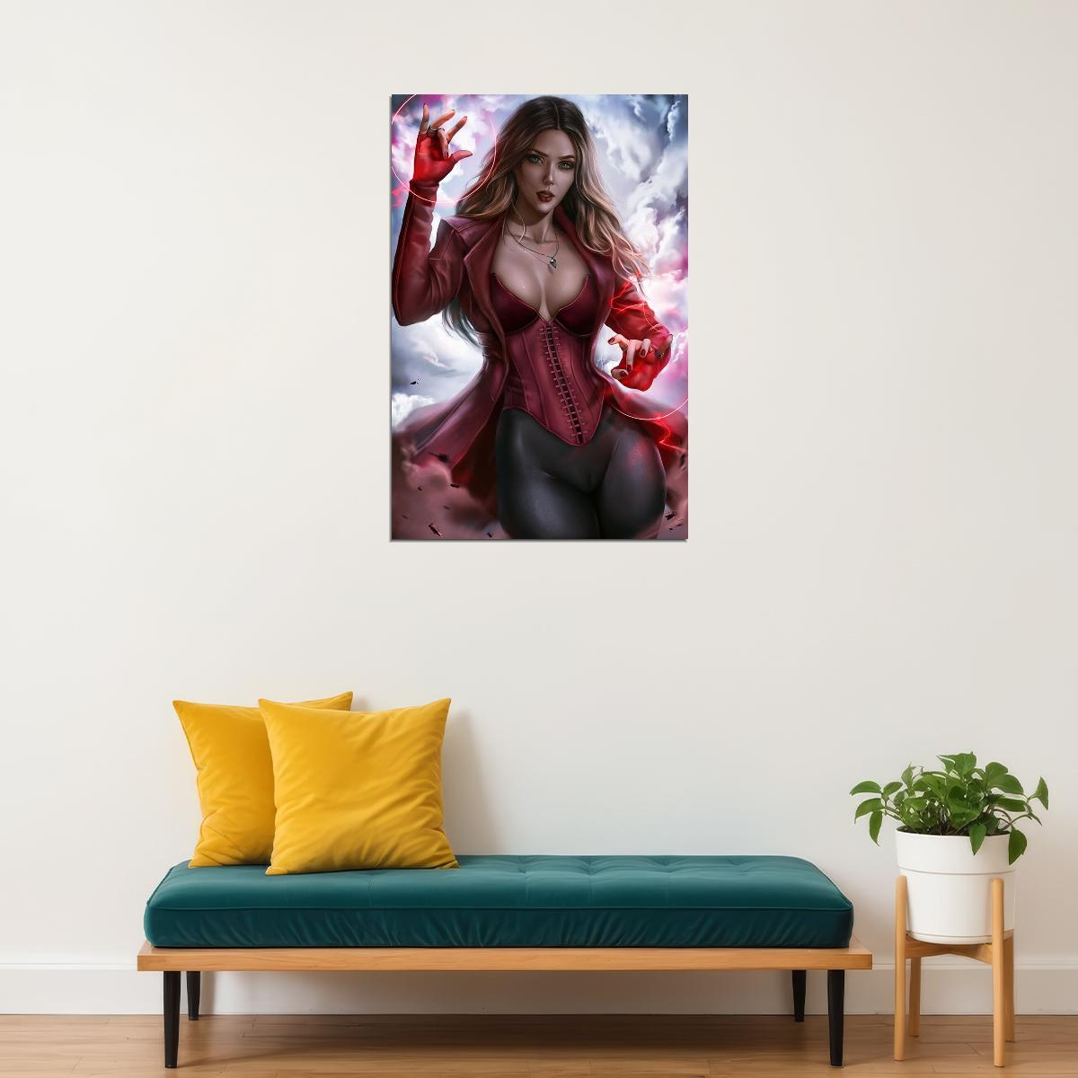 Scarlet Witch Cartoon Pretty Hot Girl Animation Poster Wall Art Print Home Wall Decor