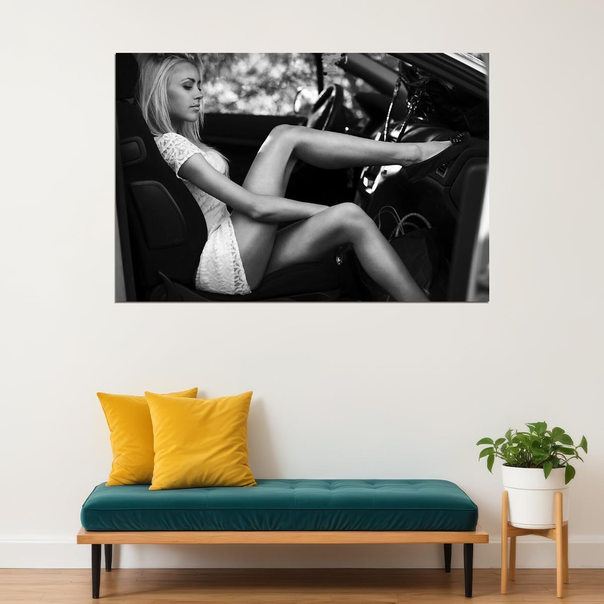 Model Lady Black White Sexy Girl Picture Poster Wall Art Print Home Wall Decor - xonomax