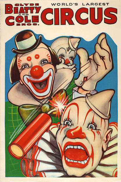 Circus Clown Carnivals Clyde Beatty And Cole Circus Poster Wall Art Print Home Wall Decor - xonomax