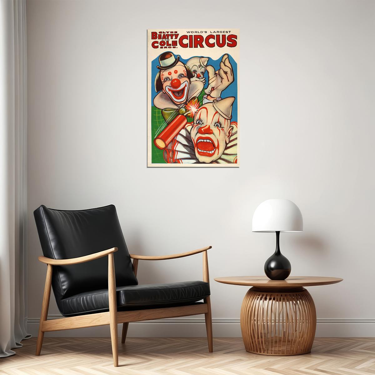 Circus Clown Carnivals Clyde Beatty And Cole Circus Poster Wall Art Print Home Wall Decor - xonomax