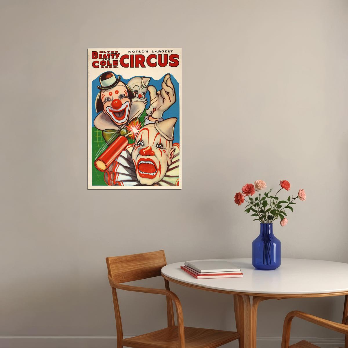 Circus Clown Carnivals Clyde Beatty And Cole Circus Poster Wall Art Print Home Wall Decor - xonomax