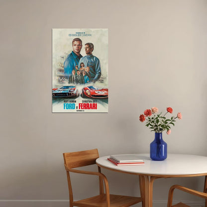 Ford V Ferrari Movie Christian Bale Car Action Poster Wall Art Print Home Wall Decor - xonomax