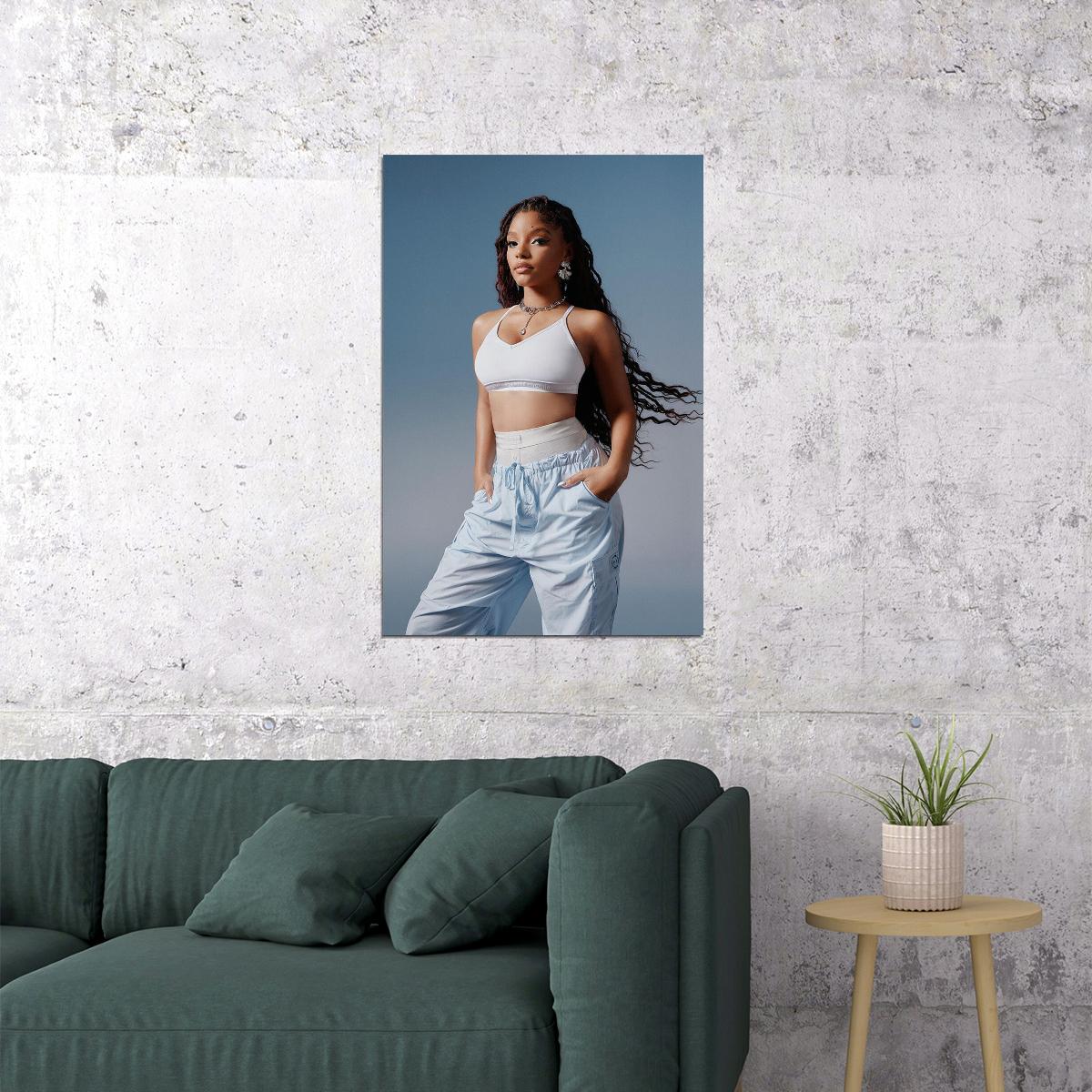 Halle Bailey American Singer Woman Actor Gift Poster Wall Art Print Home Wall Decor - xonomax