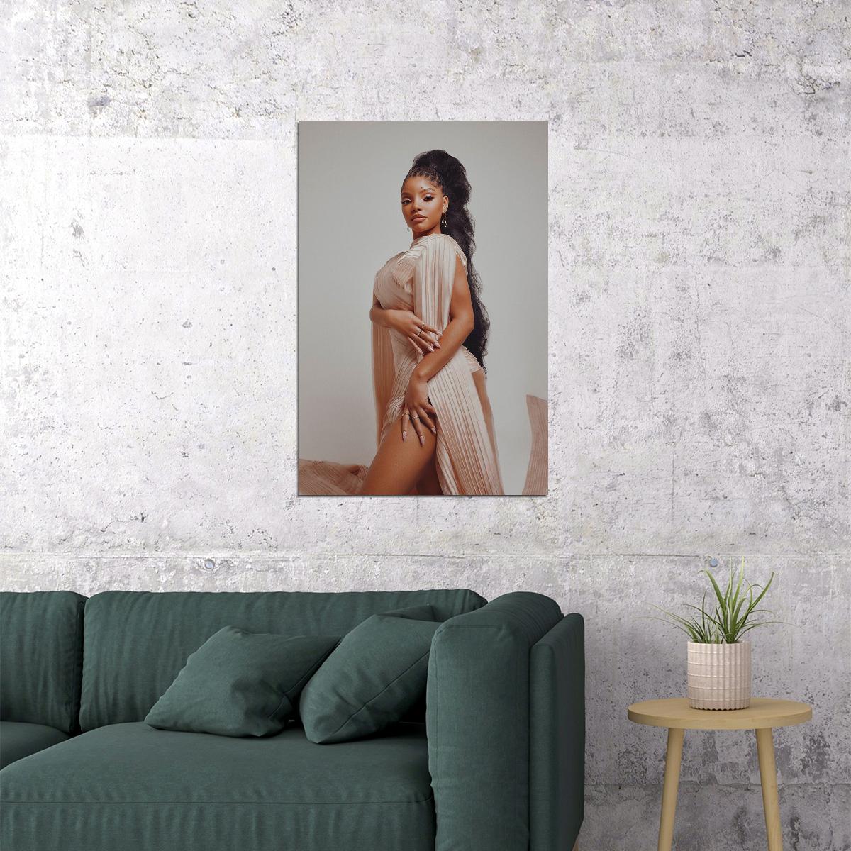 Halle Bailey American Singer Woman Actress Gift Poster Wall Art Print Home Wall Decor - xonomax