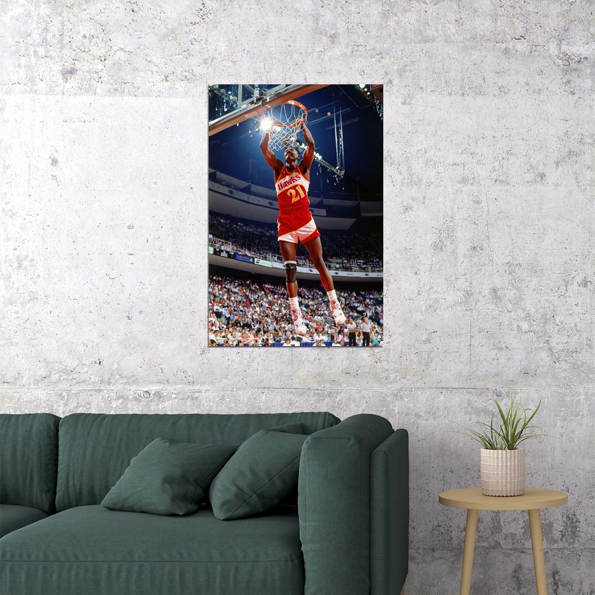 Dominique Wilkins Atlanta Basketball Player Poster Wall Art Print Home Wall Decor - xonomax