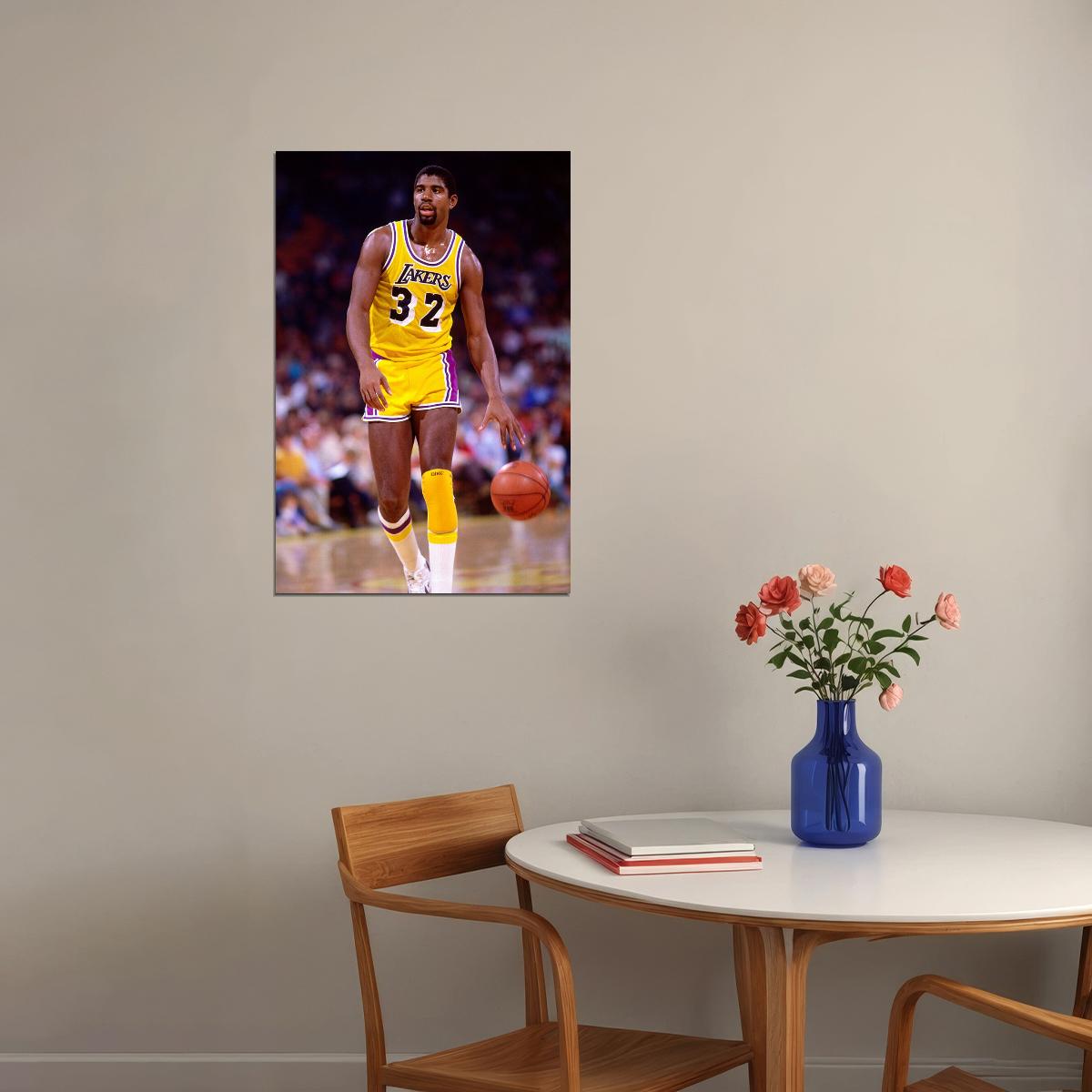 Magic Johnson 32 Los Angeles Lakers Basketball Player Poster Wall Art Print Home Wall Decor - xonomax