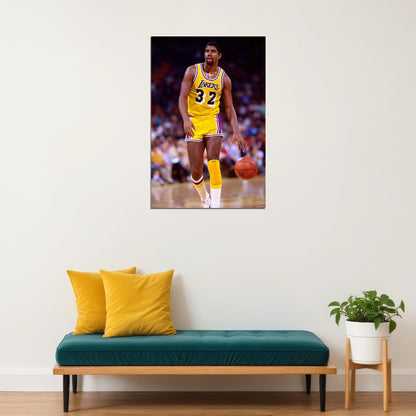 Magic Johnson 32 Los Angeles Lakers Basketball Player Poster Wall Art Print Home Wall Decor - xonomax