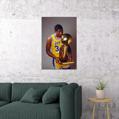 Los Angeles Lakers Former Basketball Player Magic Johnson Poster Wall Art Print Home Wall Decor - xonomax