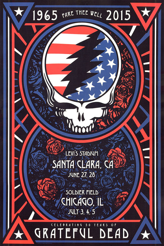 Grateful Dead Fare Thee Well Chicago 2015 Concert Poster Wall Art Print Home Wall Decor - xonomax