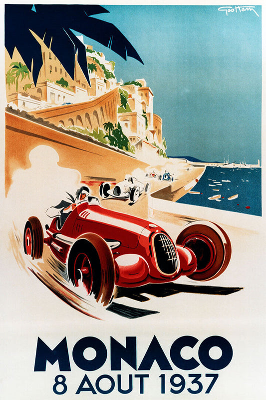 Monaco Grand Prix 1937 Vintage Racing Travel Poster Wall Art Print Home Wall Decor - xonomax