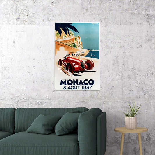 Monaco Grand Prix 1937 Vintage Racing Travel Poster Wall Art Print Home Wall Decor - xonomax